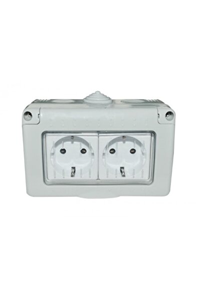 Spin Priză dublă cu capac, Antigron, 16A, IP55