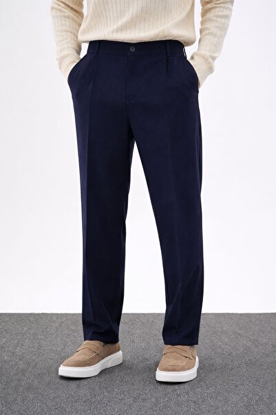 oraystore Pantaloni largi din țesătură pentru bărbați, albastru marin