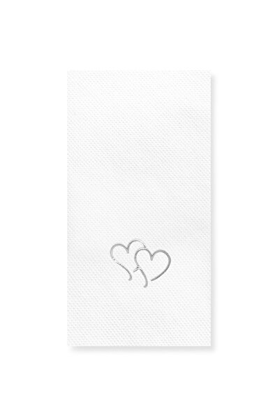 Story 40X40 cm Silver Foil Hearts Patterned 16-Piece 1/8 Fold White Colored P...
