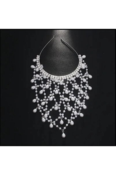 Didosh Party House Pearl Detailed Bridal Hair Accessory, Vintage Bridal Crown...