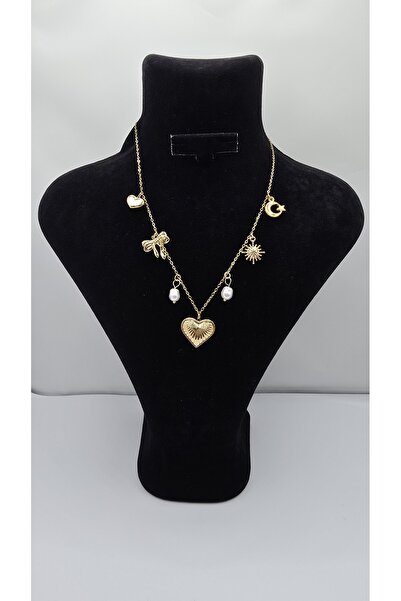 ahsenaksesuar2025 Paslanmaz Çelik Gold Renk Deniz Kabuğu, Kalpli Çoklu Charml...