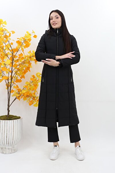 Doque Çift Cep Astarlı Kaban - Siyah