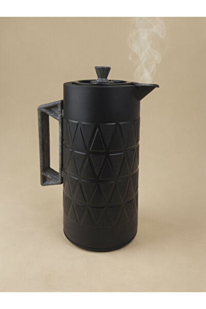 Generic 1L Plastic Insulated Thermos Bottle – Black Body with Dark Grey Woode...