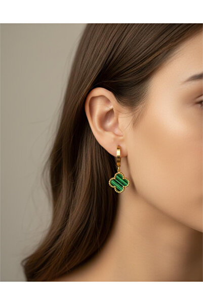 staınless steel Kadın Paslanmaz Çelik 4 Yapraklı Yonca Küpe, Sallantılı Model...