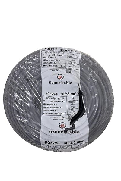 öznur kablo ÖZNUR 20MT 3X2,5MM TTR BAKIR ELEKTRİK KABLOSU SİYAH