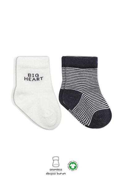 NW NessiWorld 2-Piece Big Heart Combed Cotton Socks 10117 Anthracite