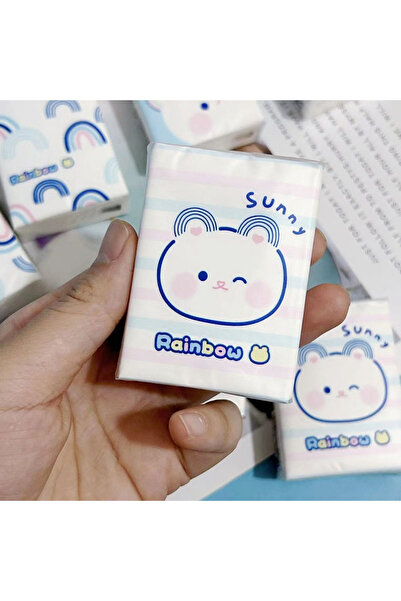 Modellino 9 Paket Rainbow Figürlü Desenli Yumuşak Hijyenik Dayanıklı Beyaz Ka...