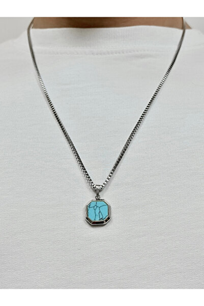 FERRO قلادة رجالية من الفولاذ الفضي FRJ10144A-A5 مع عبوة هدية بضمان لمدة عامين