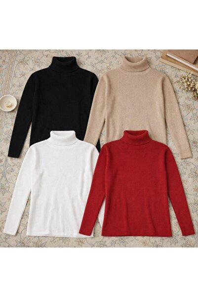 laçin life Turtleneck Sweater 4-Pack Transitional Cotton Turtleneck Slimfit