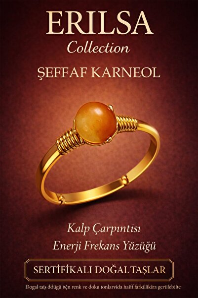 Erilsa Certified Heart Energy Balance Ring – Transparent Carnelian Adjustable...