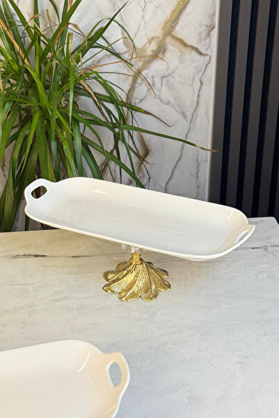 MAY HOME Porcelain Stand with Stand and Footed Serving Dish Catering Plate Se...