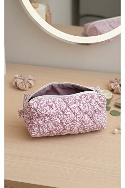hozey Kapitone makyaj çantası ,Makyaj çantası .lila
