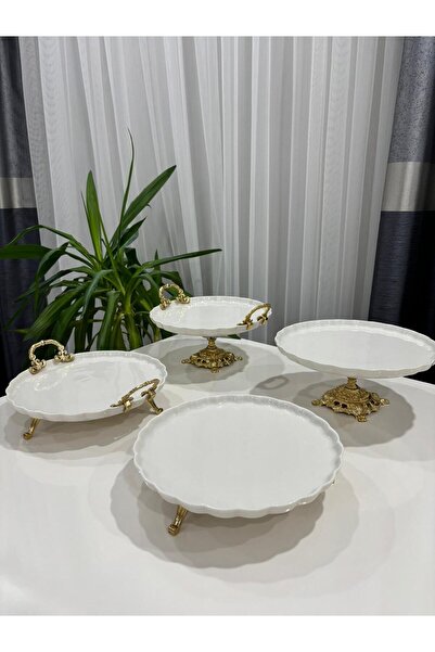 PARILTI HOME COLLECTİON LÜX PORSELEN METAL AYAKLI SERVİS SETİ ÇEYİZ SOFRA YEM...