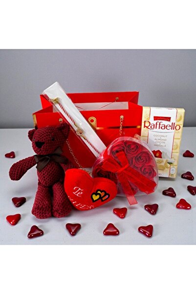 velve Pachet Special Valentine, cu ursuleț plus 18 cm, inimioară plus 8 cm, c...