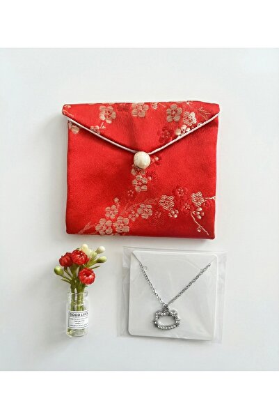 coquette butik Nakışlı Geleneksel Brokar Japon Çanta & Kulaklık Anahtarlık Pe...