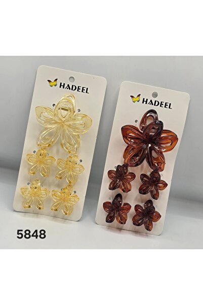 HADEEL GIJAMAI مجموعه مشابك شعر بلاستيكه شفافه على شكل زهره مكون من حبه كبير ...