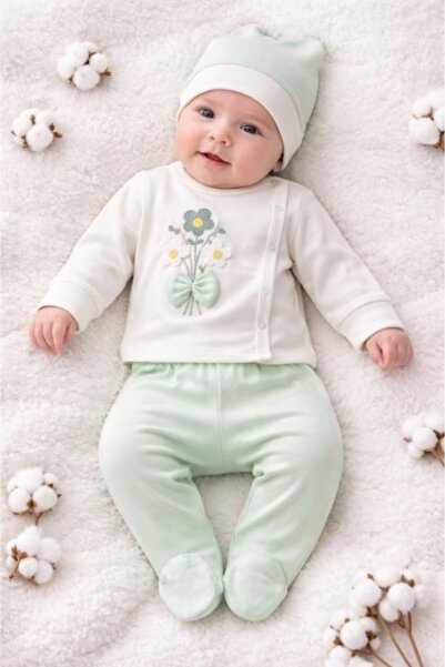 Pure Boutique 3-κομμάτι μωρουδιακό κοστούμι κρεμ-μέντα πράσινο, βαμβάκι υψηλή...