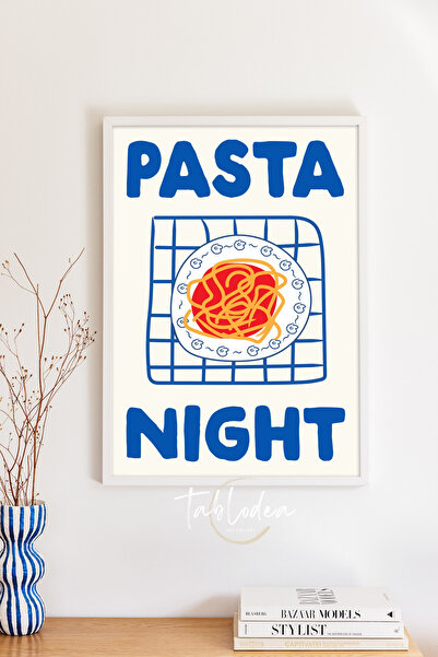 tablodea Poster înrămat cu decor de bucătărie în stil italian Pasta Night, pi...