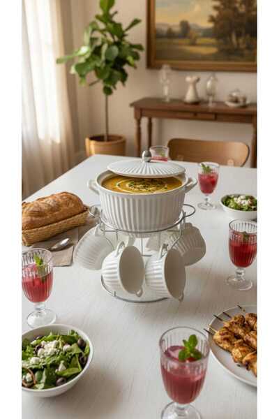 Generic Soup pot set with serving bowls, unique and elegant design, 8 pieces
