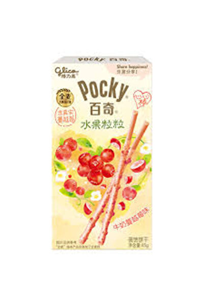 Pocky أعواد بسكويت مع رقائق التوت البري الحقيقية 45 غرام، عبوة من 36 قطعة