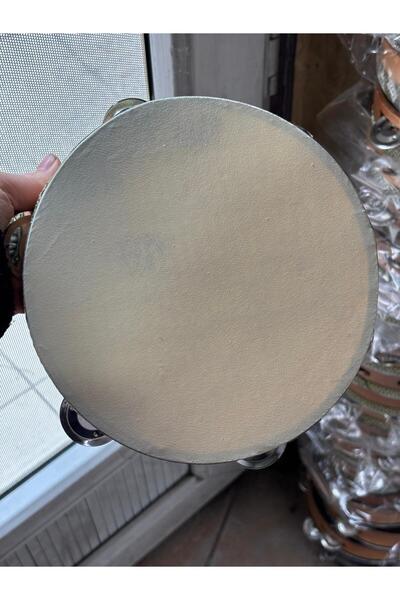 YANIKLAR MÜZİK Deri Tef 22 cm Ahşap 6 Zilli Tef Orta Boy Kına Tefi 1 Adet