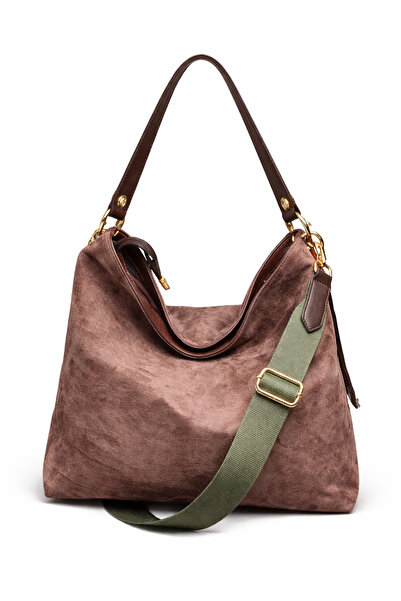 HBS Suede Leather Long Strap Women's Shoulder and Crossbody Bag