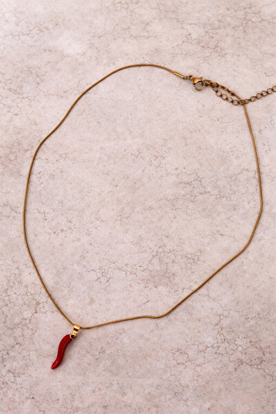 OEM İtalyan Charm Kırmızı Biber Kolye – Gold Zincir
