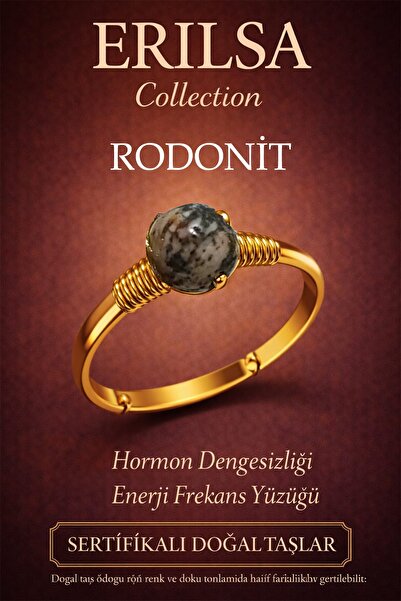 Erilsa Certified Hormone Balance Energy Ring – Rhodonite Stone Adjustment Gol...