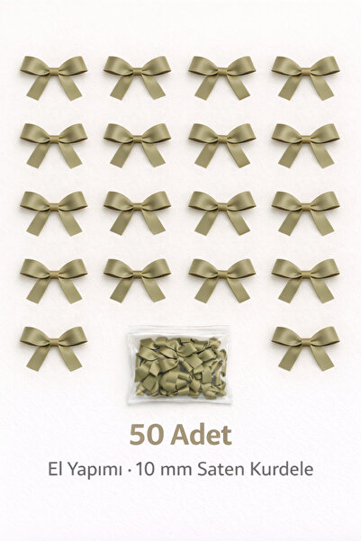 Ak Tuhafiye Haki Fiyonk Saten Kurdele – 10 mm Süsleme, Nikah Şekeri, Hediye, ...