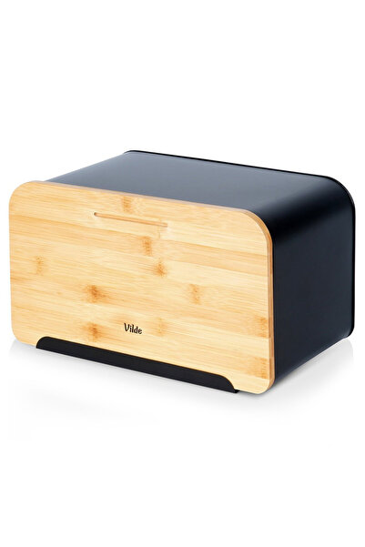 Vilde Μεταλλικό κουτί ψωμιού με μαύρο καπάκι από Μπαμπού , 35×22×20,5 εκ.