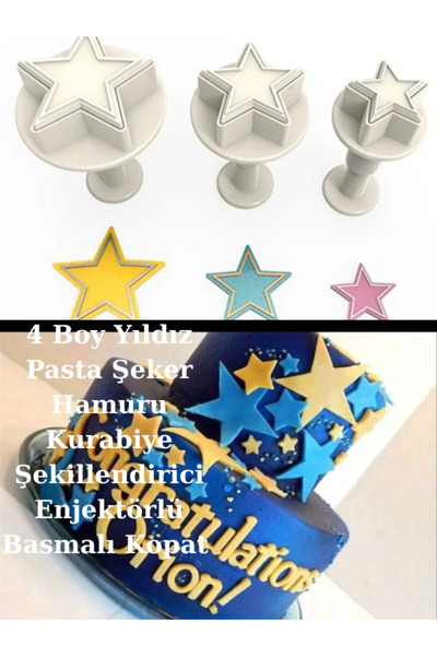 Erenle Pasta Kurabiye Şeker Hamuru Şekillendirici Enjektörlü Basmalı Kopat 4 ...