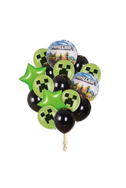MP Mirific Party Set of 16 Minecraft Balloons, Latex and Metallic Foil