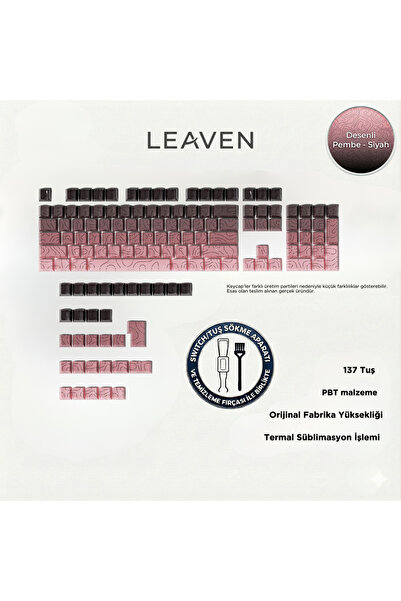 Leaven MEKANİK KLAVYE -PBT ÇİFT BASKI KEYCAP SETİ- ÇİZGİ DESENLİ 137 TUŞLU PU...