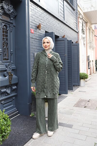 NİSUM MODA Square Patterned Cotton Knitwear Set