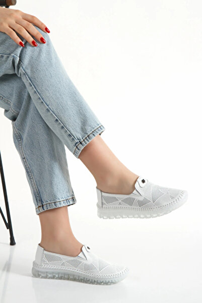 Adım Dünyası Genuine Leather Women's Orthopedic Casual Shoes – Summer Perfora...