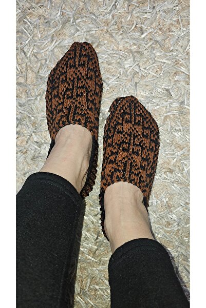 Butik Gültürkmen El Örgüsü Kahve renkli Patik