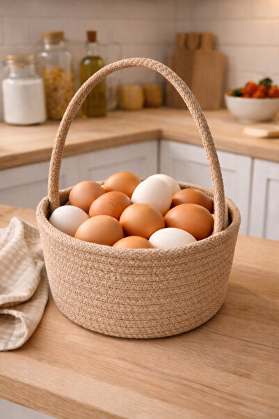 ÖRGÜM Basket Decorative Egg Basket Multi-Purpose Organizer 15X7 cm