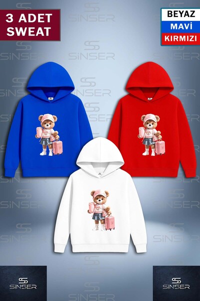 SS SİNSER Φούτερ με στάμπα  "AYICIK KIZ VALIZLI " σε ανοιχτό τόνο 3LU