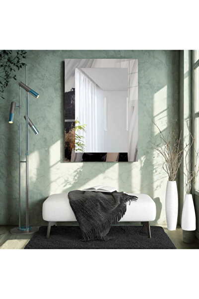 Glit Glass Premium Seri Antrasit Mermer Geçişli Dekoratif Duvar Aynası - Mode...