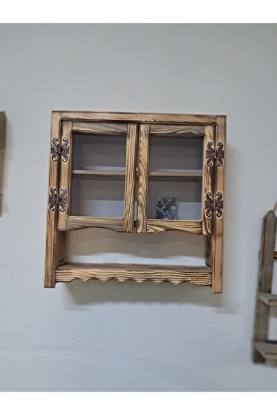 Dabanlıoğlu Mobilya Doğal ahşap yakma telli terek kahve köşesi 50x50