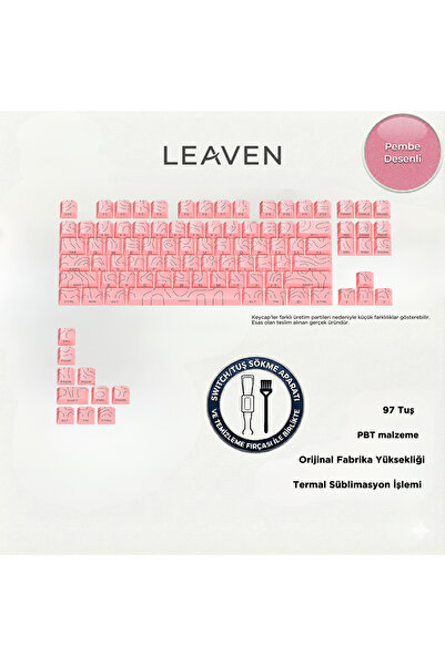 Leaven KLAVYE TUŞ TAKIMI -PBT ÇİFT BASKI KEYCAP SETİ- ÇİZGİ DESENLİ 97 TUŞLU ...