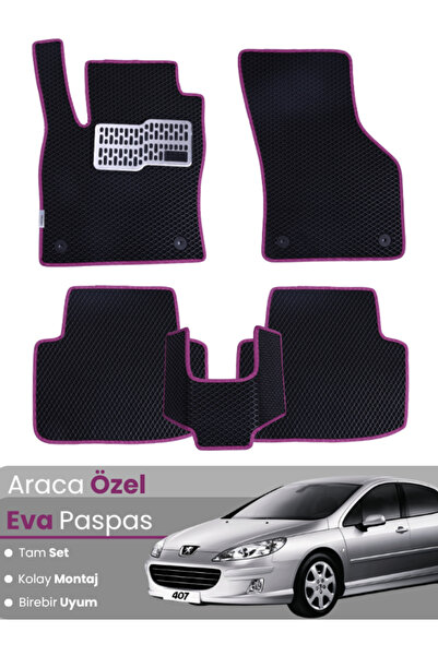 stiloto مجموعة كاملة من دواسات EVA متوافقة مع بيجو 407 سيدان (2004-2010) - مخ...