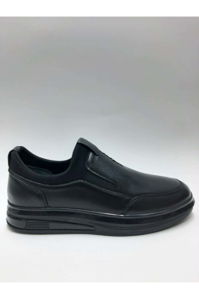 göray Tagy Genuine Leather Black Laceless Imported Sole Men's Shoes