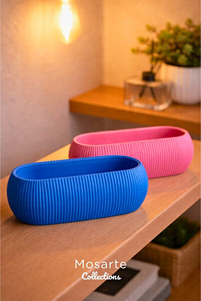 Mosarte مزهرية بتصميم بيضاوي حديث ومضلع / قطعة ديكور مجموعة من قطعتين