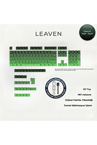 Leaven MEKANİK KLAVYE -PBT ÇİFT BASKI KEYCAP SETİ- ÇİZGİ DESENLİ 137 TUŞLU YE...
