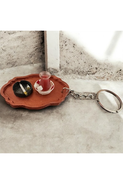 Home minyatür çay ve keyif modu anahtarlık , sevimli hediyelik