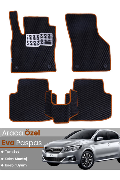 stiloto PEUGEOT 301 (2012-2025) Uyumlu EVA Paspas Tam Set–Araca Özel,Oto Pasp...