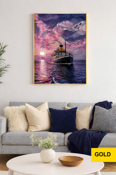 EvoraArt VAN GOGH KOLEKSİYONU:DENİZİN MOR VE ALTIN RÜYASI Çerçeveli Temperli ...