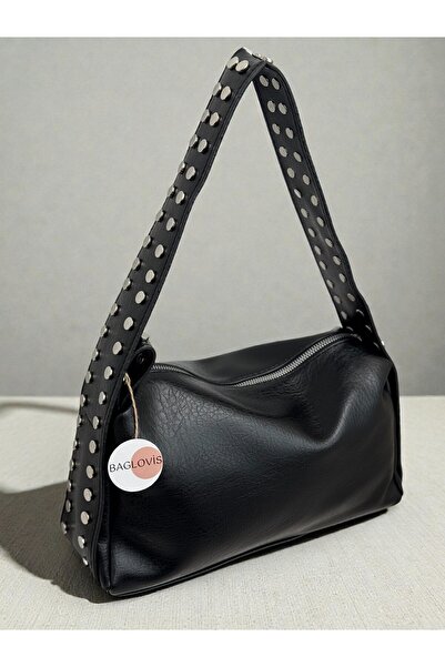 BAGLOVİS Askisi Trok Detailled Casual Black Women's Shoulder Bag En30 Boy20