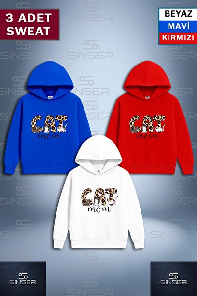 SS SİNSER Hanorac cu glugă imprimat  "CAT KEDILI LEOPARD DESEN " în 3 culori ...